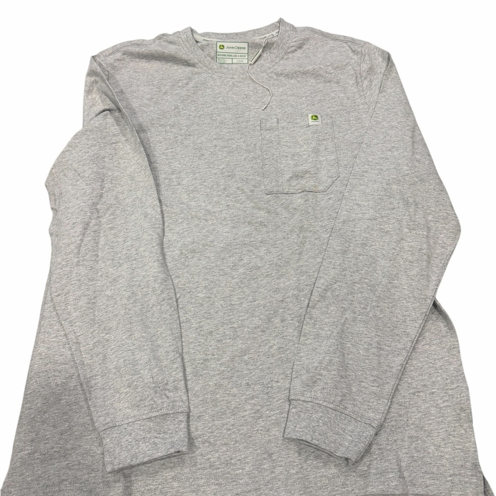 John Deere Gray Long Sleeve Pocket Tee with Logo large